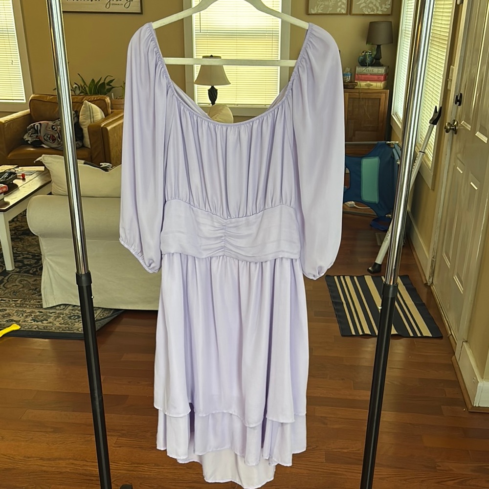 Purple 3/4 Sleeve Scoop Neck Sundress for Weddings